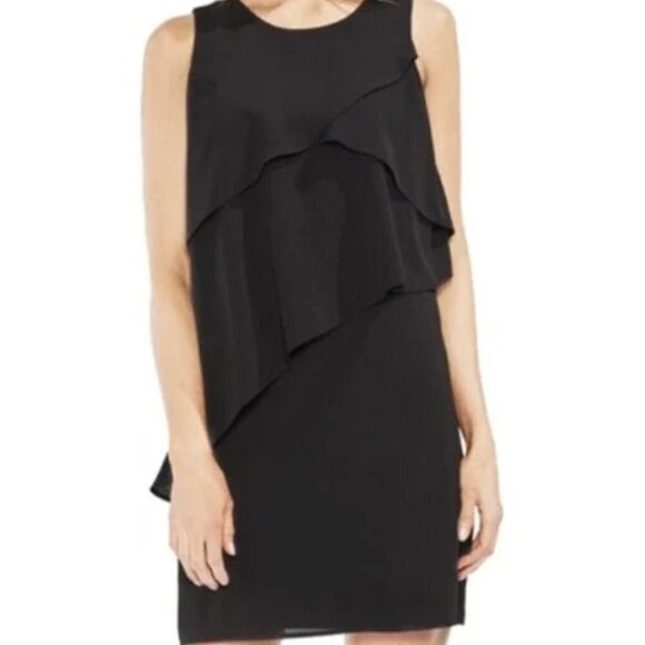 VINCE CAMUTO Little Black Asymmetrical Ruffle Dress - Picture 2 of 3